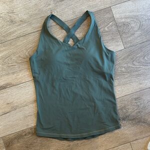 Prana Olive Cross-Back Tank Top w/ built-in Bra